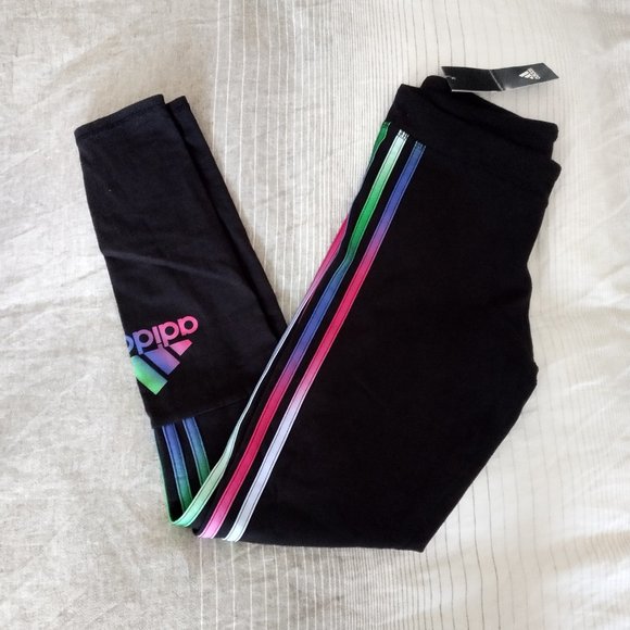 adidas Other - NWT Adidas leggings - Girls XL (16) - black with multicolor stripes